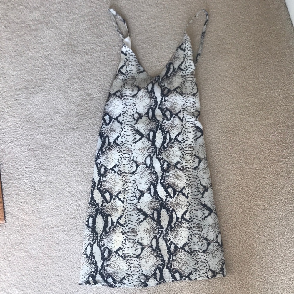 Snake skin print slip dress